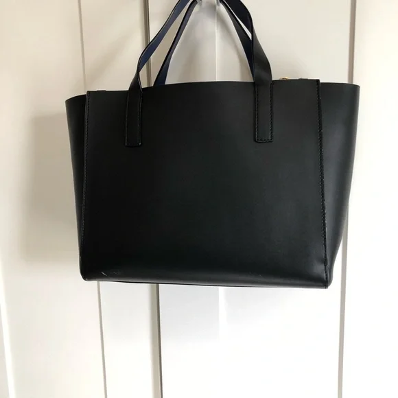 Kate Spade Black & Blue Top Handle Leather Tote Bag - Picture 2 of 16